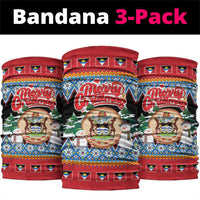 Antigua and Barbuda Christmas Neck Gaiter Coat Of Arms With Snowman - Wonder Print Shop