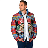 Personalized Antigua and Barbuda Christmas Padded Jacket Coat Of Arms With Snowman - Wonder Print Shop