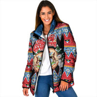 Personalized Antigua and Barbuda Christmas Padded Jacket Coat Of Arms With Snowman - Wonder Print Shop