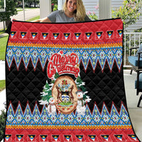 Antigua and Barbuda Christmas Quilt Coat Of Arms With Snowman - Wonder Print Shop