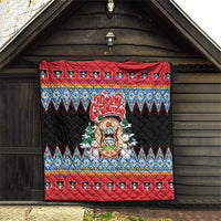 Antigua and Barbuda Christmas Quilt Coat Of Arms With Snowman - Wonder Print Shop