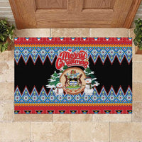 Antigua and Barbuda Christmas Rubber Doormat Coat Of Arms With Snowman - Wonder Print Shop