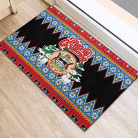 Antigua and Barbuda Christmas Rubber Doormat Coat Of Arms With Snowman - Wonder Print Shop