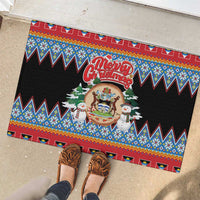 Antigua and Barbuda Christmas Rubber Doormat Coat Of Arms With Snowman - Wonder Print Shop
