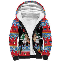 Personalized Antigua and Barbuda Christmas Sherpa Hoodie Coat Of Arms With Snowman - Wonder Print Shop