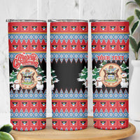 Personalized Antigua and Barbuda Christmas Skinny Tumbler Coat Of Arms With Snowman - Wonder Print Shop