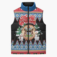 Personalized Antigua and Barbuda Christmas Sleeveless Puffer Jacket Coat Of Arms With Snowman - Wonder Print Shop