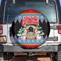 Antigua and Barbuda Christmas Spare Tire Cover Coat Of Arms With Snowman - Wonder Print Shop