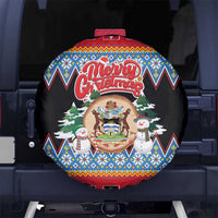 Antigua and Barbuda Christmas Spare Tire Cover Coat Of Arms With Snowman - Wonder Print Shop