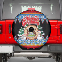 Antigua and Barbuda Christmas Spare Tire Cover Coat Of Arms With Snowman - Wonder Print Shop