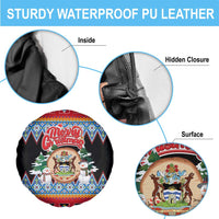 Antigua and Barbuda Christmas Spare Tire Cover Coat Of Arms With Snowman - Wonder Print Shop