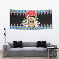 Antigua and Barbuda Christmas Tapestry Coat Of Arms With Snowman - Wonder Print Shop