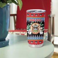Personalized Antigua and Barbuda Christmas Tumbler Cup Coat Of Arms With Snowman - Wonder Print Shop