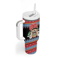 Personalized Antigua and Barbuda Christmas Tumbler With Handle Coat Of Arms With Snowman - Wonder Print Shop