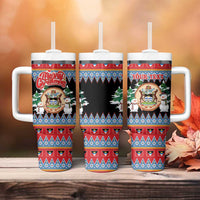 Personalized Antigua and Barbuda Christmas Tumbler With Handle Coat Of Arms With Snowman - Wonder Print Shop