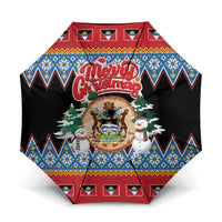 Antigua and Barbuda Christmas Umbrella Coat Of Arms With Snowman - Wonder Print Shop