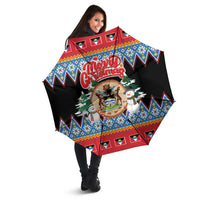 Antigua and Barbuda Christmas Umbrella Coat Of Arms With Snowman - Wonder Print Shop