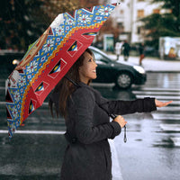 Antigua and Barbuda Christmas Umbrella Coat Of Arms With Snowman - Wonder Print Shop