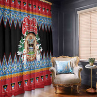 Antigua and Barbuda Christmas Window Curtain Coat Of Arms With Snowman - Wonder Print Shop