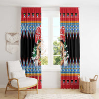 Antigua and Barbuda Christmas Window Curtain Coat Of Arms With Snowman - Wonder Print Shop