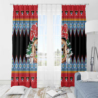 Antigua and Barbuda Christmas Window Curtain Coat Of Arms With Snowman - Wonder Print Shop