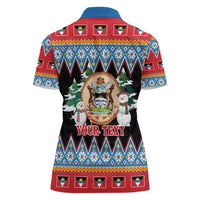 Personalized Antigua and Barbuda Christmas Women Polo Shirt Coat Of Arms With Snowman - Wonder Print Shop