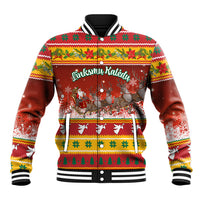 Custom Lithuania Christmas Baseball Jacket Lietuva Santa Claus With Reindeer - Wonder Print Shop