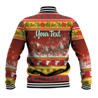 Custom Lithuania Christmas Baseball Jacket Lietuva Santa Claus With Reindeer - Wonder Print Shop