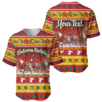 Custom Lithuania Christmas Baseball Jersey Lietuva Santa Claus With Reindeer - Wonder Print Shop