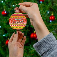 Lithuania Christmas Ceramic Ornament Lietuva Santa Claus With Reindeer - Wonder Print Shop