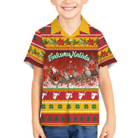 Custom Lithuania Christmas Family Matching Puletasi Dress and Hawaiian Shirt Lietuva Santa Claus With Reindeer - Wonder Print Shop