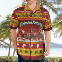 Custom Lithuania Christmas Hawaiian Shirt Lietuva Santa Claus With Reindeer - Wonder Print Shop