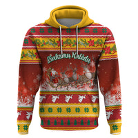 Custom Lithuania Christmas Hoodie Lietuva Santa Claus With Reindeer - Wonder Print Shop