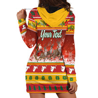 Custom Lithuania Christmas Hoodie Dress Lietuva Santa Claus With Reindeer - Wonder Print Shop