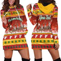 Custom Lithuania Christmas Hoodie Dress Lietuva Santa Claus With Reindeer - Wonder Print Shop