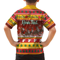 Custom Lithuania Christmas Kid Hawaiian Shirt Lietuva Santa Claus With Reindeer - Wonder Print Shop
