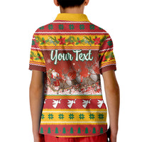 Custom Lithuania Christmas Kid Polo Shirt Lietuva Santa Claus With Reindeer - Wonder Print Shop