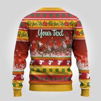 Custom Lithuania Christmas Ugly Christmas Sweater Lietuva Santa Claus With Reindeer - Wonder Print Shop