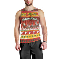 Custom Lithuania Christmas Men Tank Top Lietuva Santa Claus With Reindeer - Wonder Print Shop