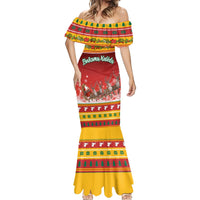Custom Lithuania Christmas Mermaid Dress Lietuva Santa Claus With Reindeer - Wonder Print Shop