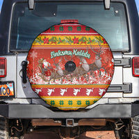 Custom Lithuania Christmas Spare Tire Cover Lietuva Santa Claus With Reindeer - Wonder Print Shop