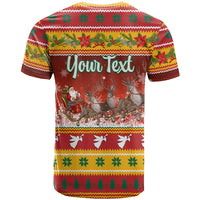 Custom Lithuania Christmas T Shirt Lietuva Santa Claus With Reindeer - Wonder Print Shop