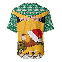 Custom Jamaica Christmas Baseball Jersey Jumieka Santa Lion - Wonder Print Shop
