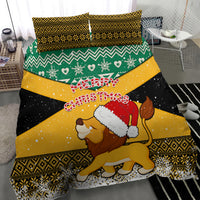 Custom Jamaica Christmas Bedding Set Jumieka Santa Lion - Wonder Print Shop