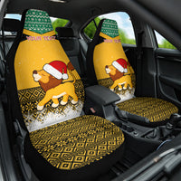 Custom Jamaica Christmas Car Seat Cover Jumieka Santa Lion - Wonder Print Shop