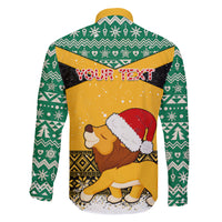 Custom Jamaica Christmas Family Matching Long Sleeve Bodycon Dress and Hawaiian Shirt Jumieka Santa Lion - Wonder Print Shop
