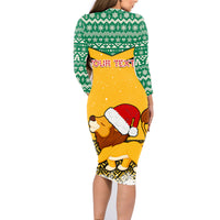 Custom Jamaica Christmas Family Matching Long Sleeve Bodycon Dress and Hawaiian Shirt Jumieka Santa Lion - Wonder Print Shop