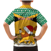 Custom Jamaica Christmas Family Matching Mermaid Dress and Hawaiian Shirt Jumieka Santa Lion - Wonder Print Shop