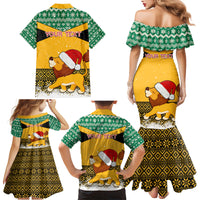 Custom Jamaica Christmas Family Matching Mermaid Dress and Hawaiian Shirt Jumieka Santa Lion - Wonder Print Shop