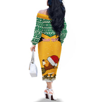Custom Jamaica Christmas Family Matching Off Shoulder Long Sleeve Dress and Hawaiian Shirt Jumieka Santa Lion - Wonder Print Shop